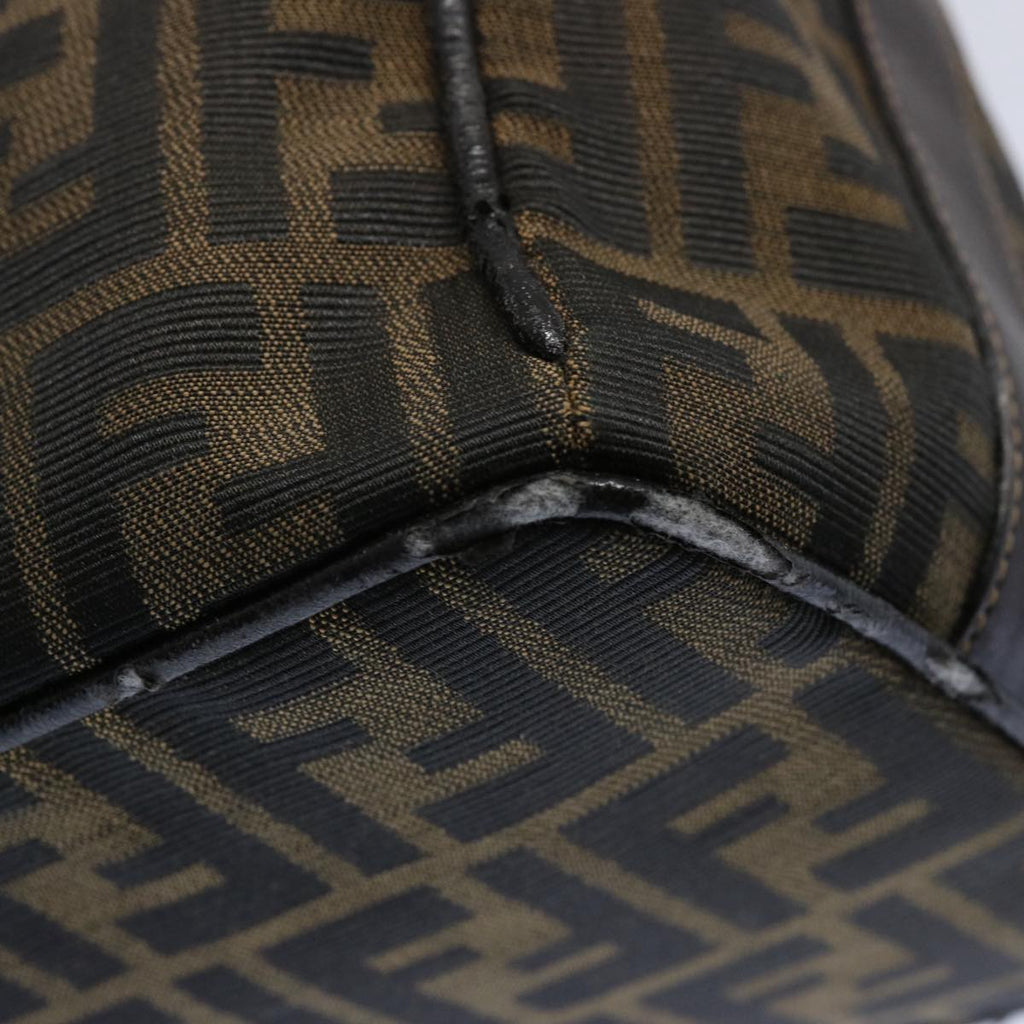 FENDI Zucca Canvas Vanity pouch Hand Bag Nylon Brown Black62446