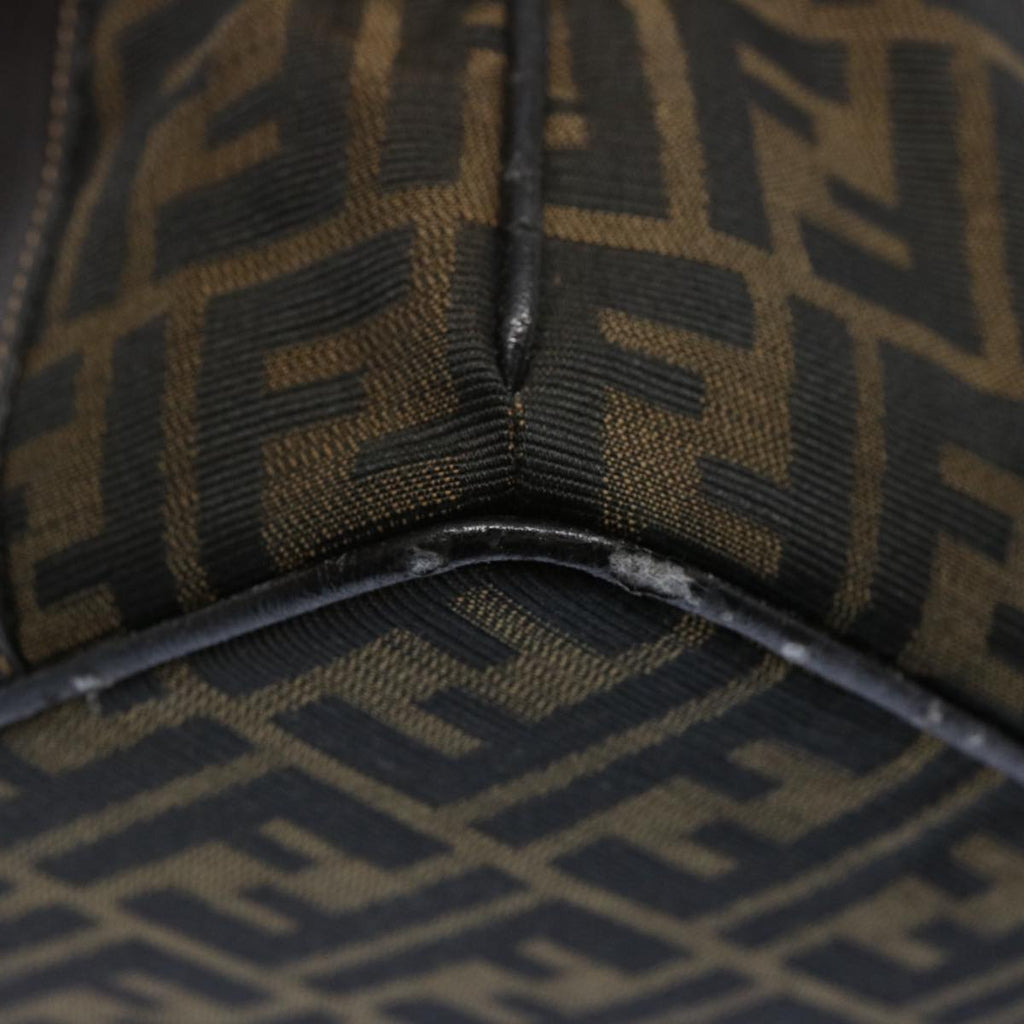 FENDI Zucca Canvas Vanity pouch Hand Bag Nylon Brown Black62446