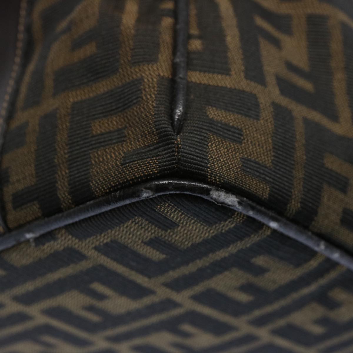 FENDI Zucca Canvas Vanity pouch Hand Bag Nylon Brown Black62446