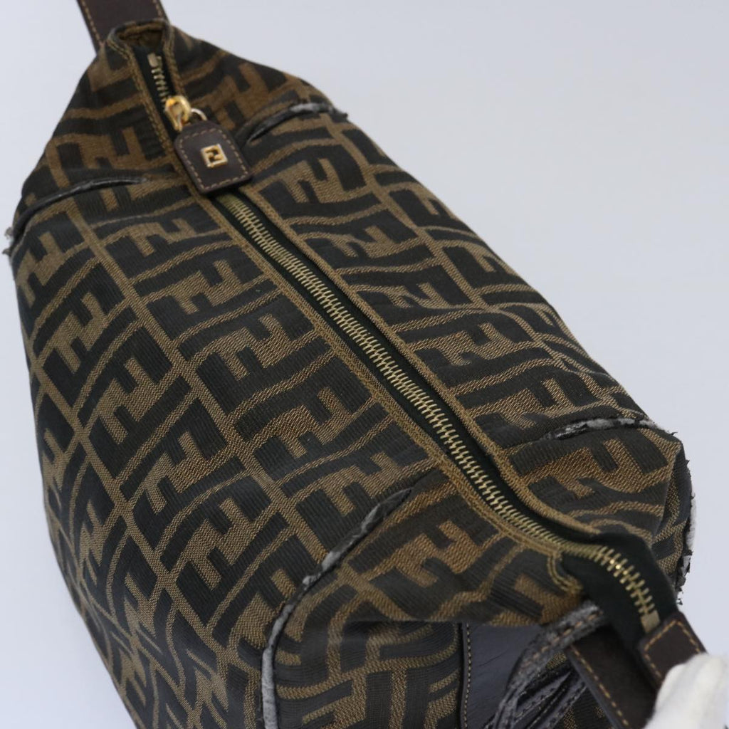 FENDI Zucca Canvas Vanity pouch Hand Bag Nylon Brown Black62446
