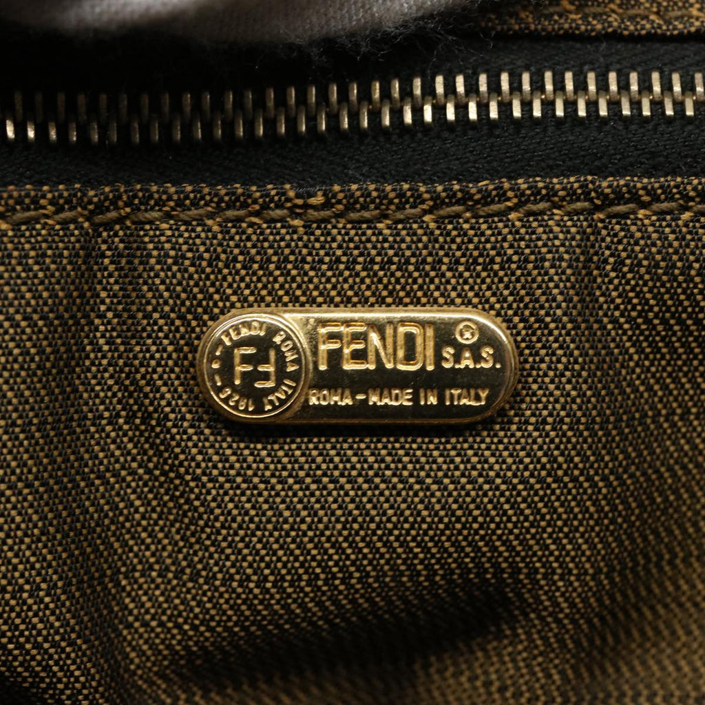 FENDI Zucca Canvas Vanity pouch Hand Bag Nylon Brown Black62446