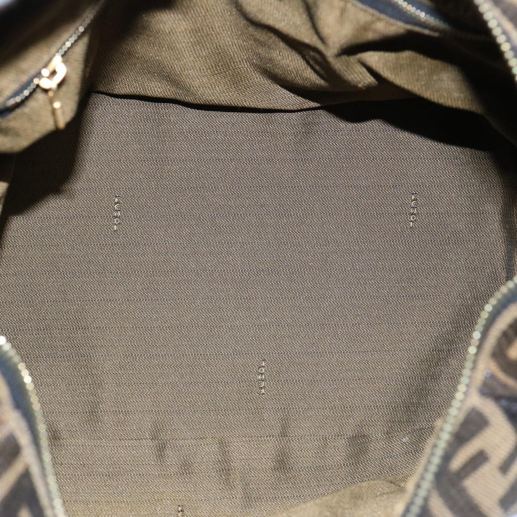 FENDI Zucca Canvas Vanity pouch Hand Bag Nylon Brown Black62446