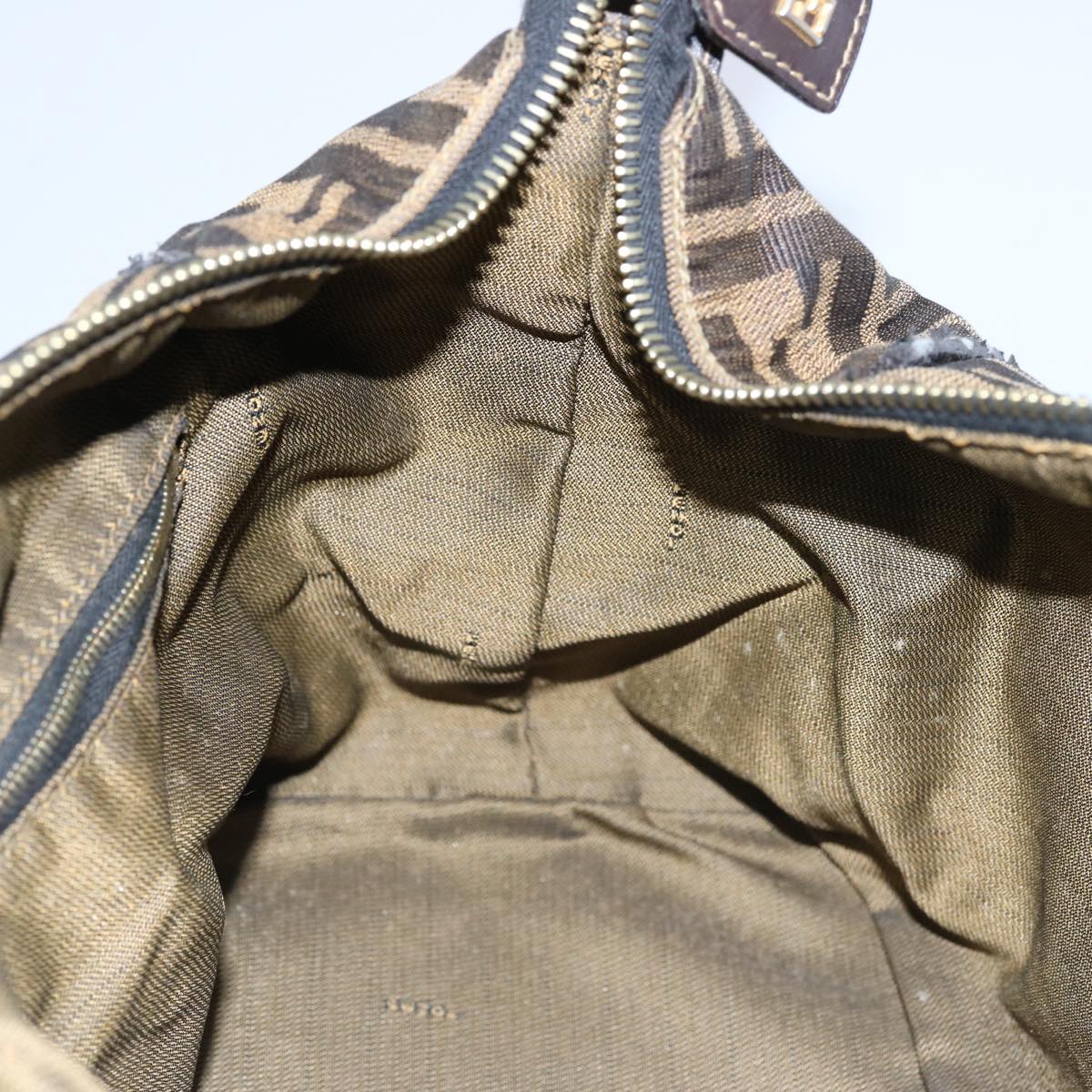 FENDI Zucca Canvas Vanity pouch Hand Bag Nylon Brown Black62446