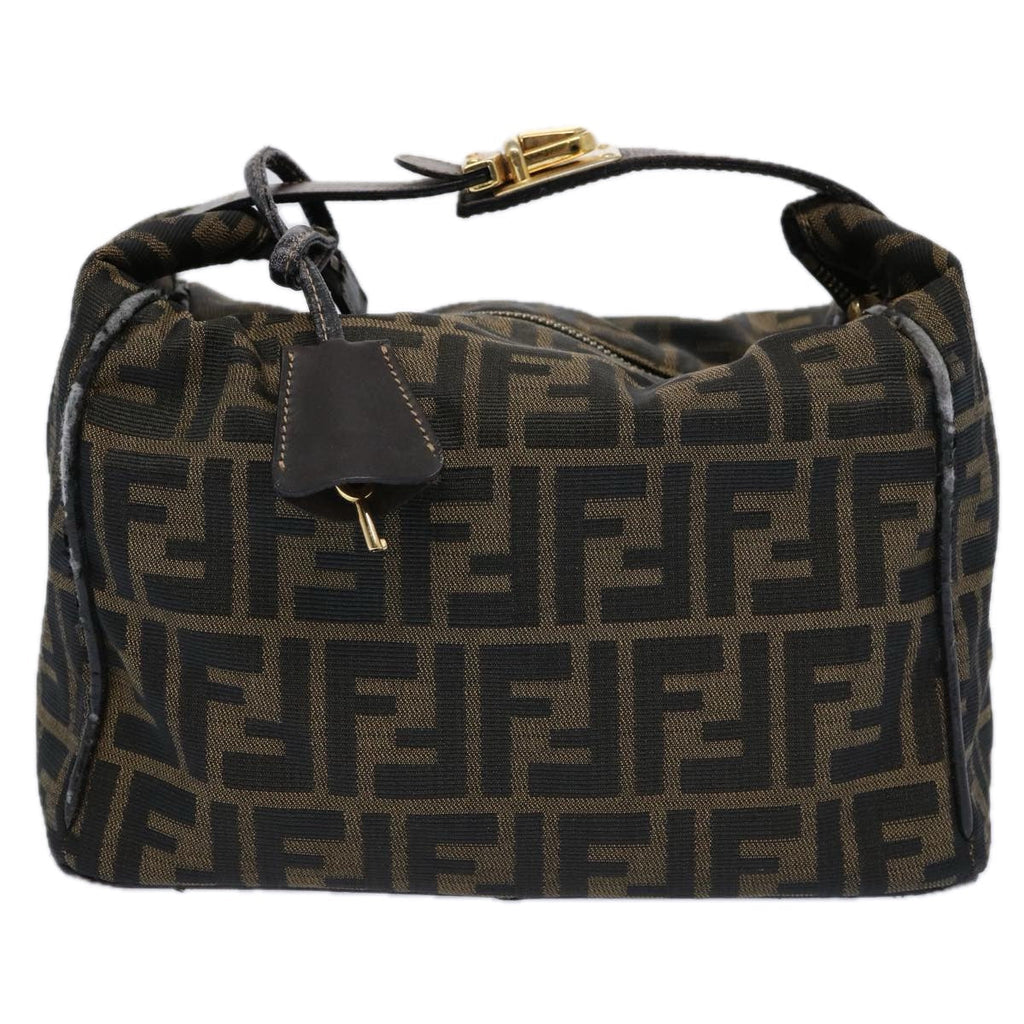 FENDI Zucca Canvas Vanity pouch Hand Bag Nylon Brown Black62446