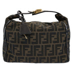 FENDI Zucca Canvas Vanity pouch Hand Bag Nylon Brown Black62446