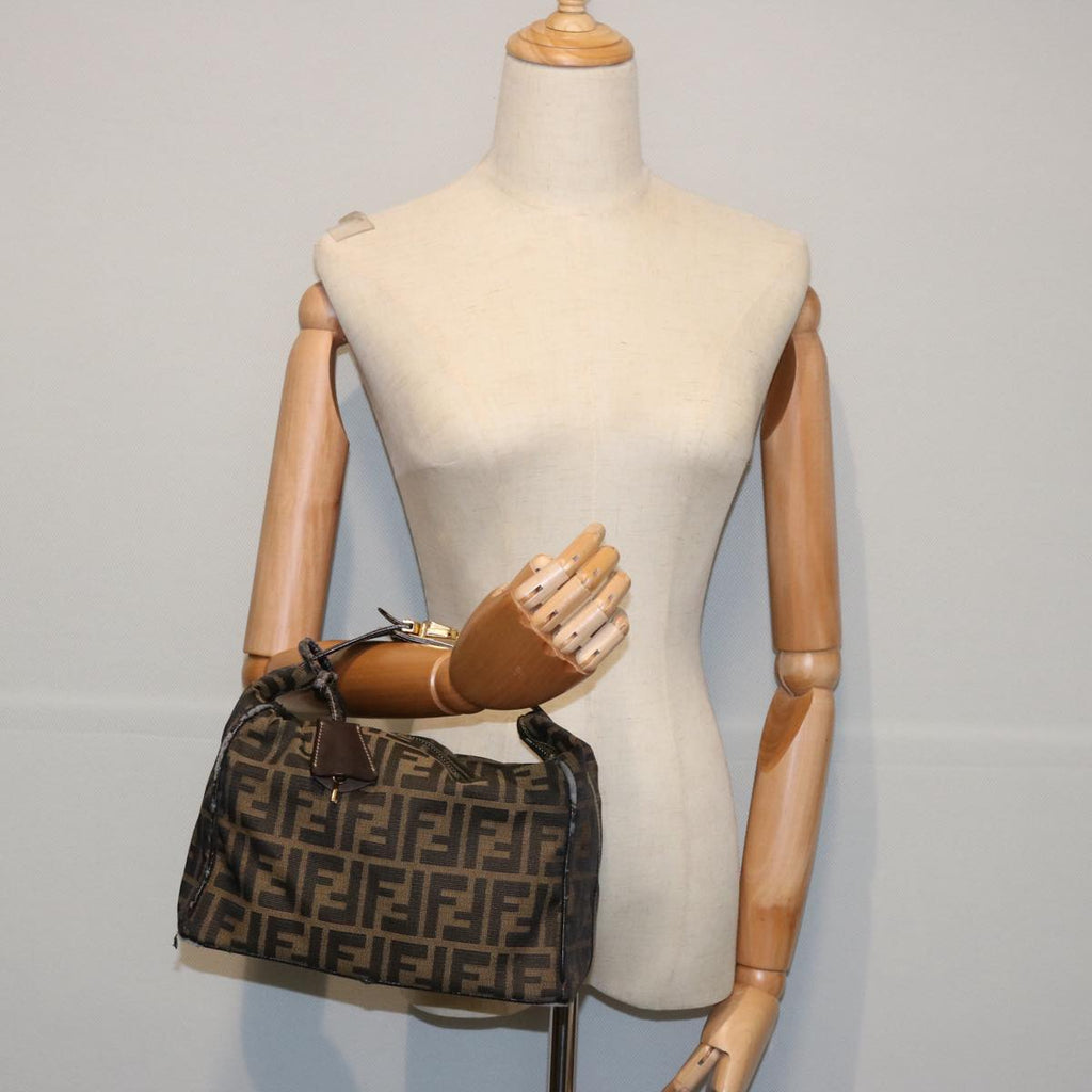 FENDI Zucca Canvas Vanity pouch Hand Bag Nylon Brown Black62446