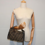 FENDI Zucca Canvas Vanity pouch Hand Bag Nylon Brown Black62446