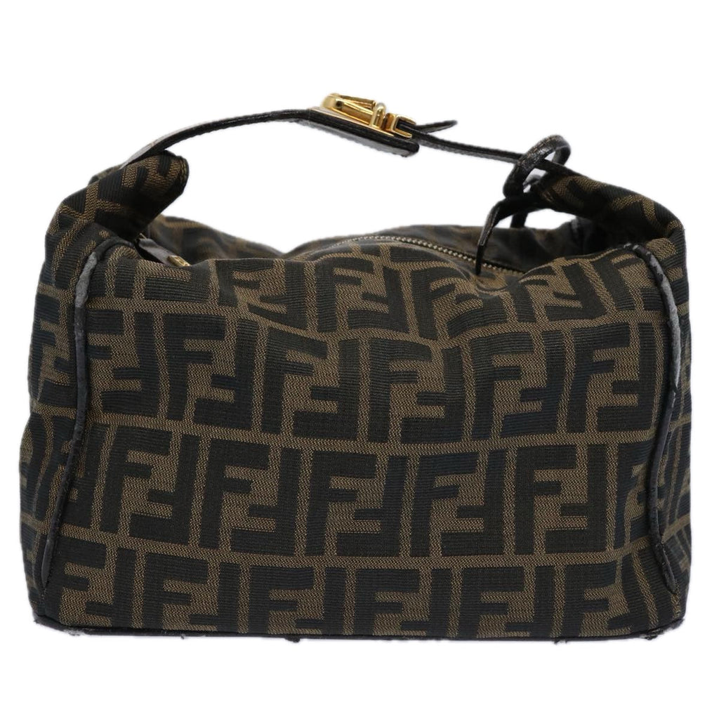 FENDI Zucca Canvas Vanity pouch Hand Bag Nylon Brown Black62446