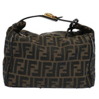 FENDI Zucca Canvas Vanity pouch Hand Bag Nylon Brown Black62446