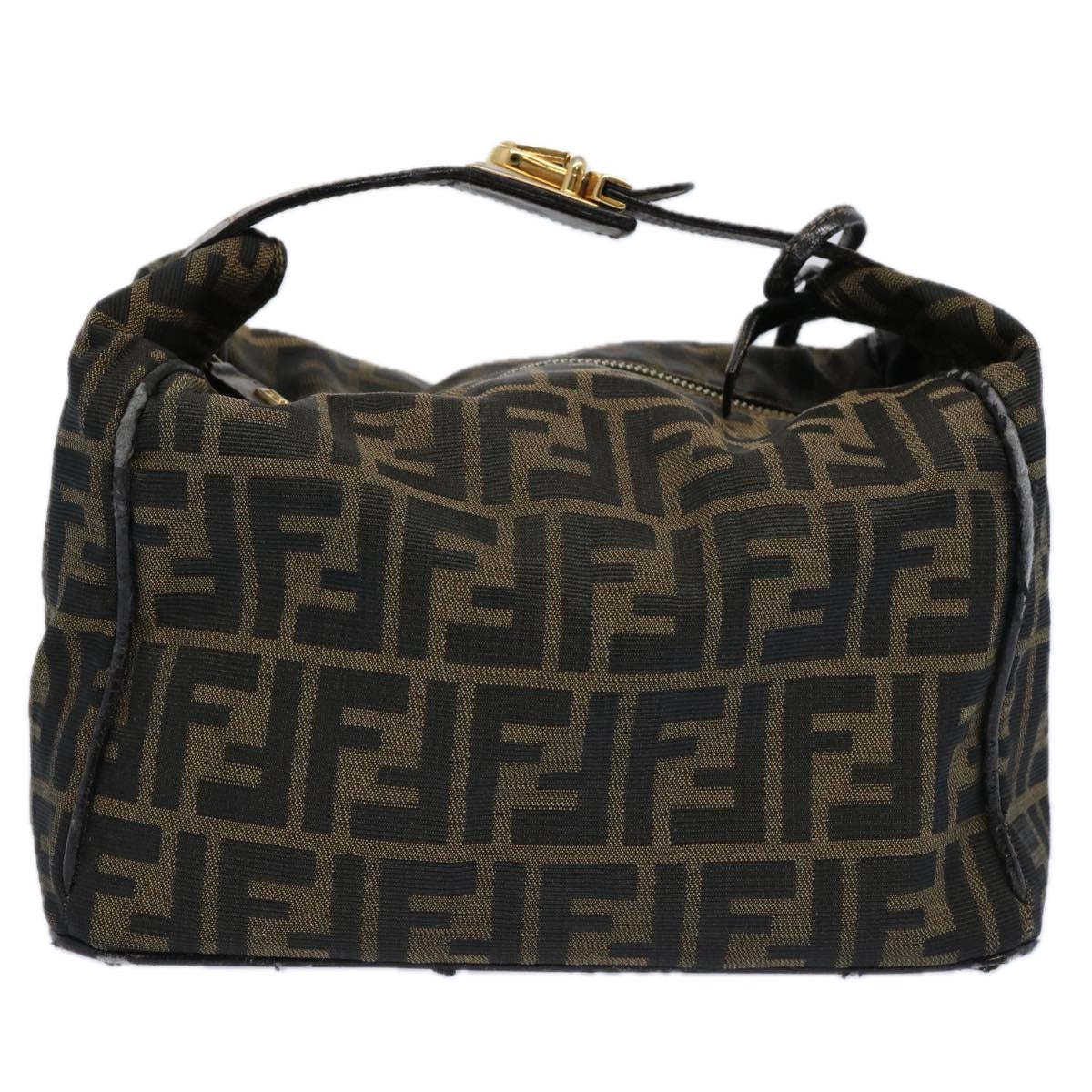 FENDI Zucca Canvas Vanity pouch Hand Bag Nylon Brown Black62446