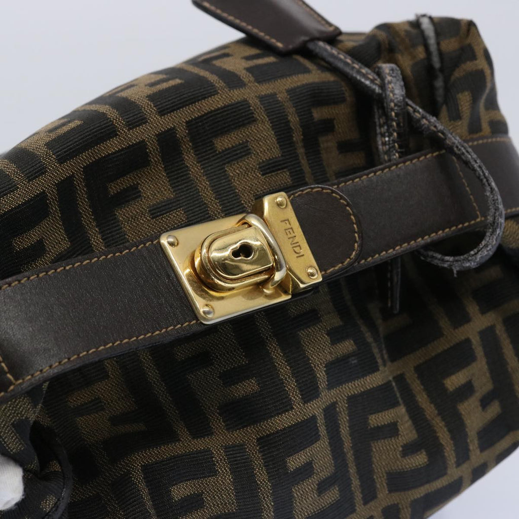 FENDI Zucca Canvas Vanity pouch Hand Bag Nylon Brown Black62446