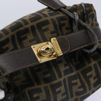 FENDI Zucca Canvas Vanity pouch Hand Bag Nylon Brown Black62446