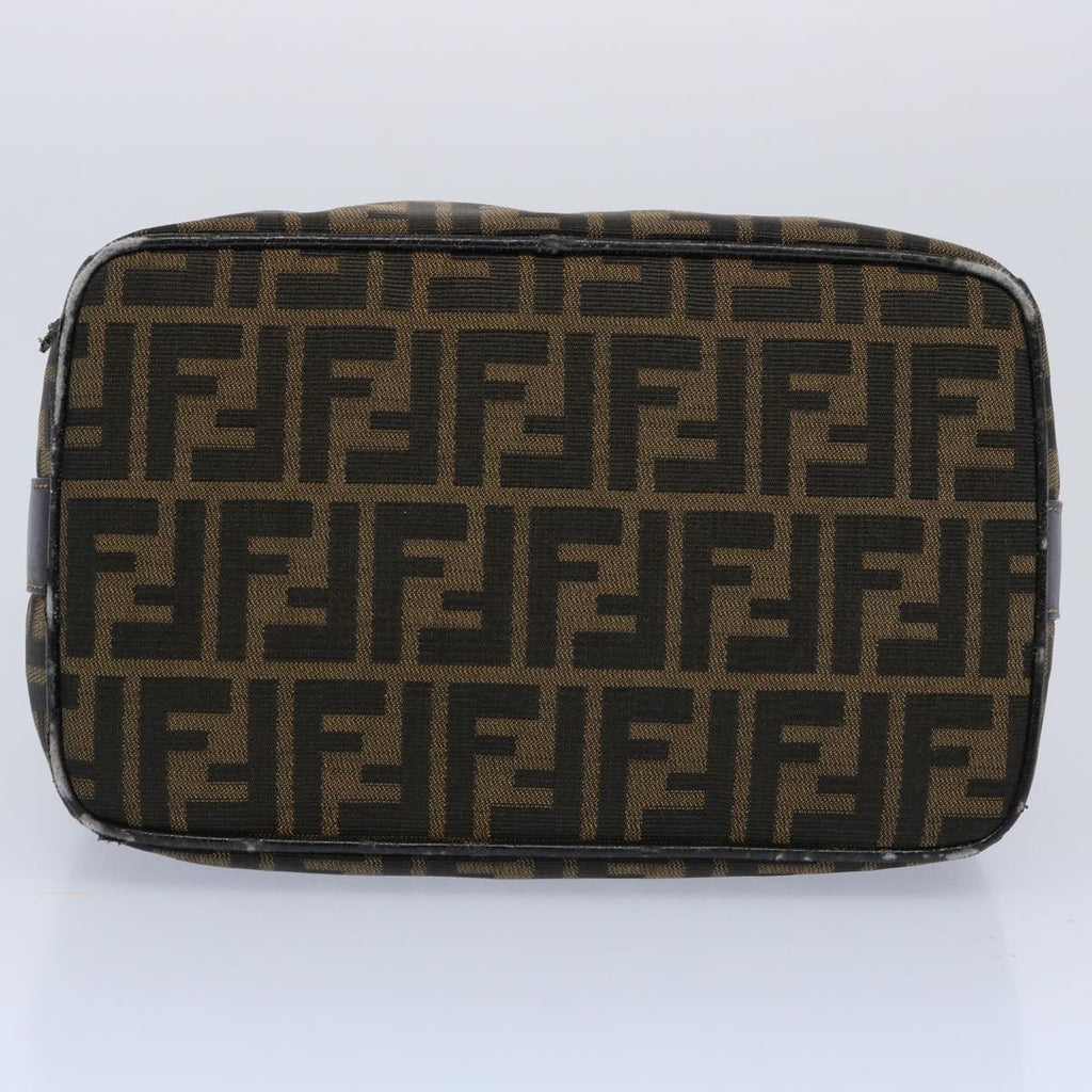 FENDI Zucca Canvas Vanity pouch Hand Bag Nylon Brown Black62446