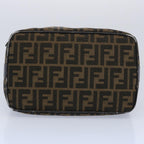 FENDI Zucca Canvas Vanity pouch Hand Bag Nylon Brown Black62446