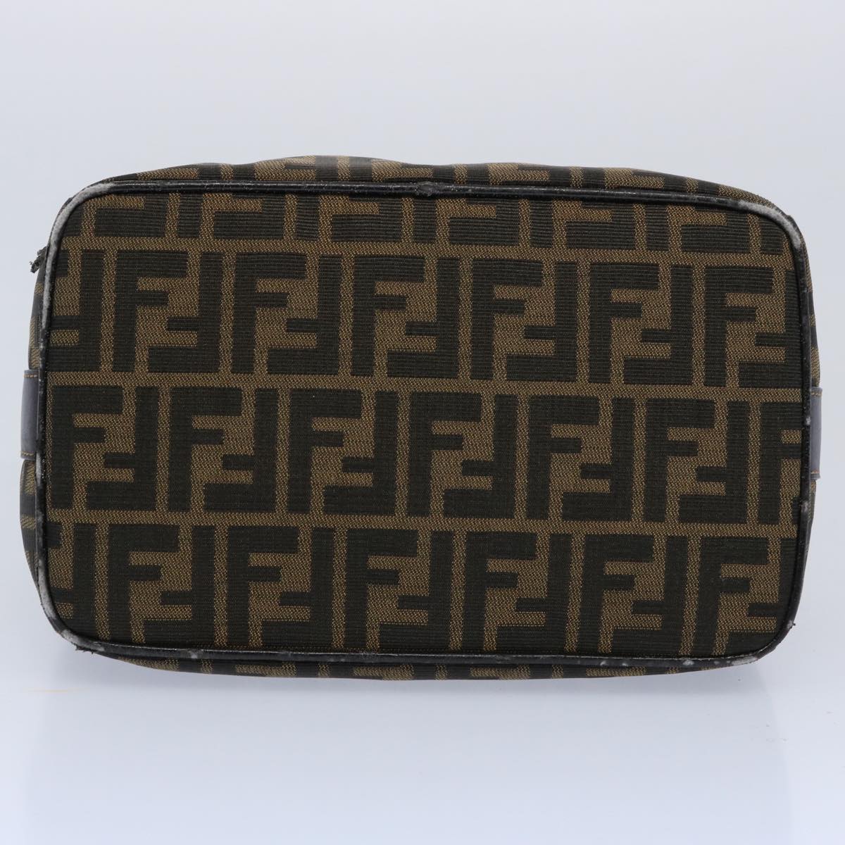 FENDI Zucca Canvas Vanity pouch Hand Bag Nylon Brown Black62446