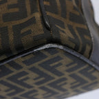 FENDI Zucca Canvas Vanity pouch Hand Bag Nylon Brown Black62446