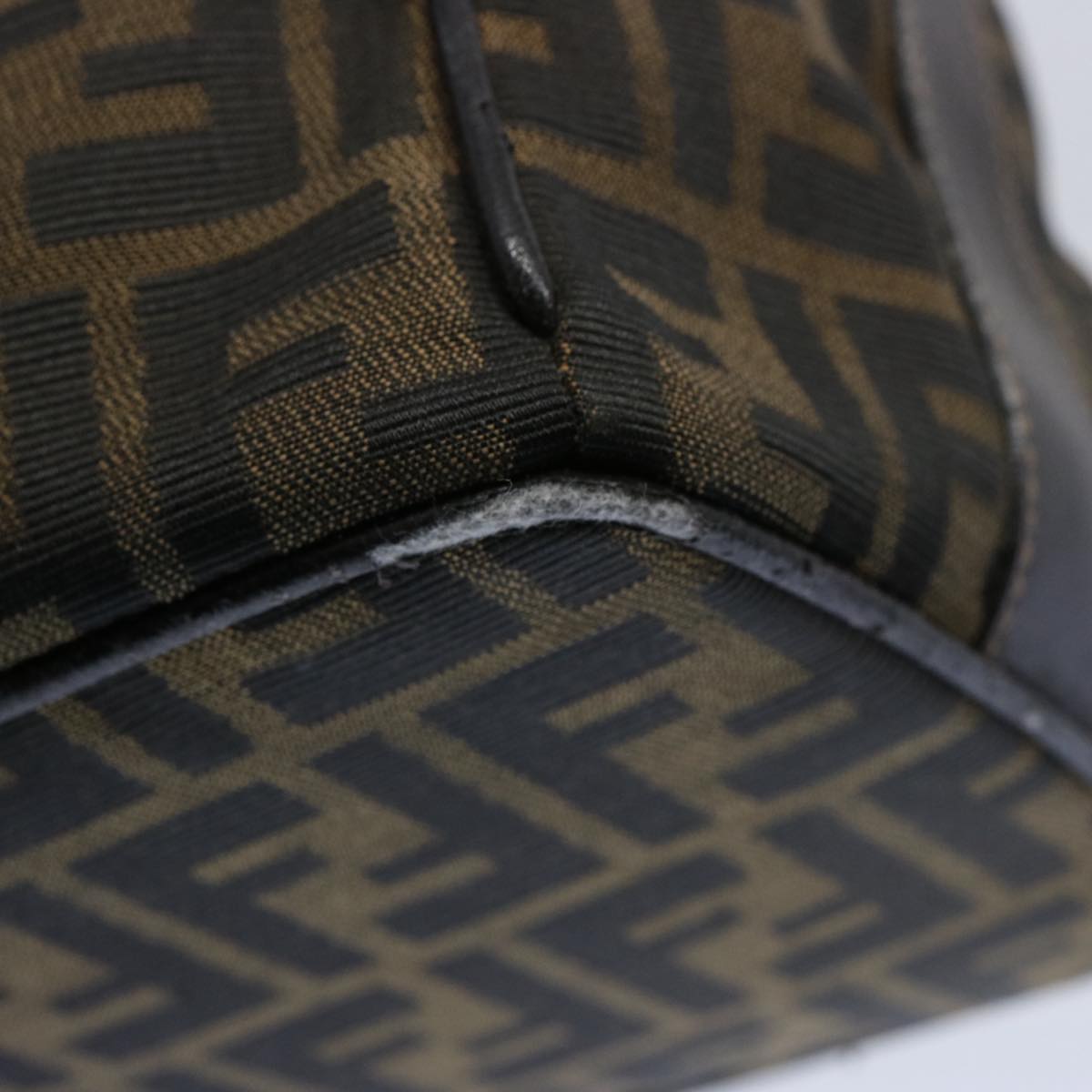 FENDI Zucca Canvas Vanity pouch Hand Bag Nylon Brown Black62446