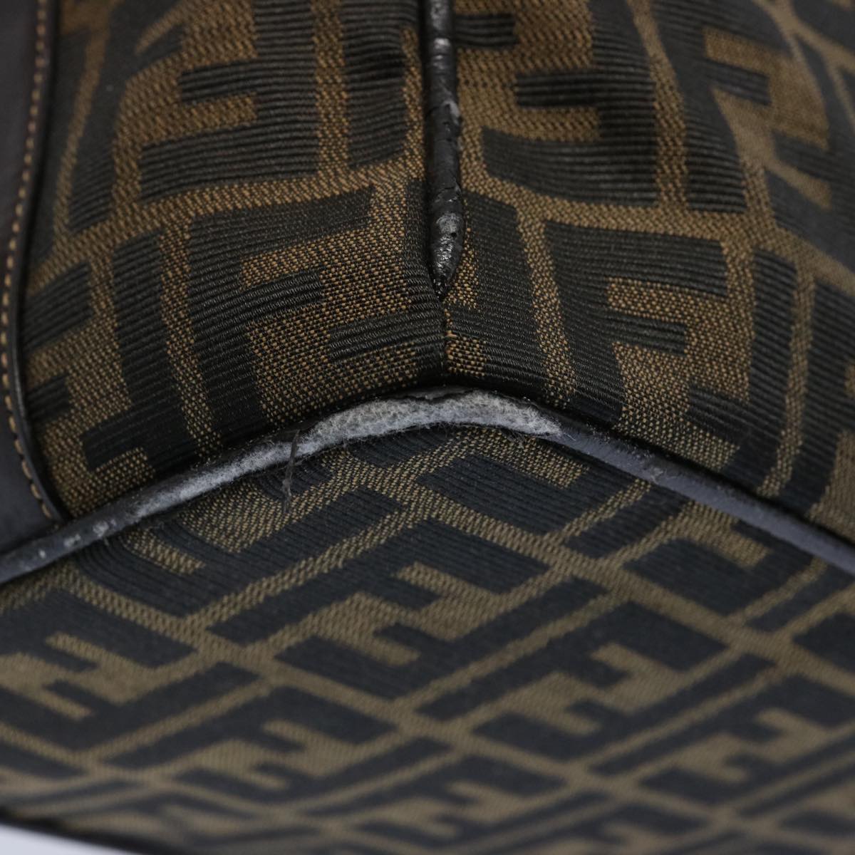 FENDI Zucca Canvas Vanity pouch Hand Bag Nylon Brown Black62446
