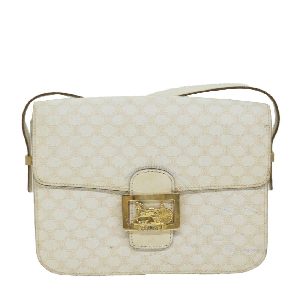 CELINE Macadam Canvas Shoulder Bag PVC Leather Whe  62462