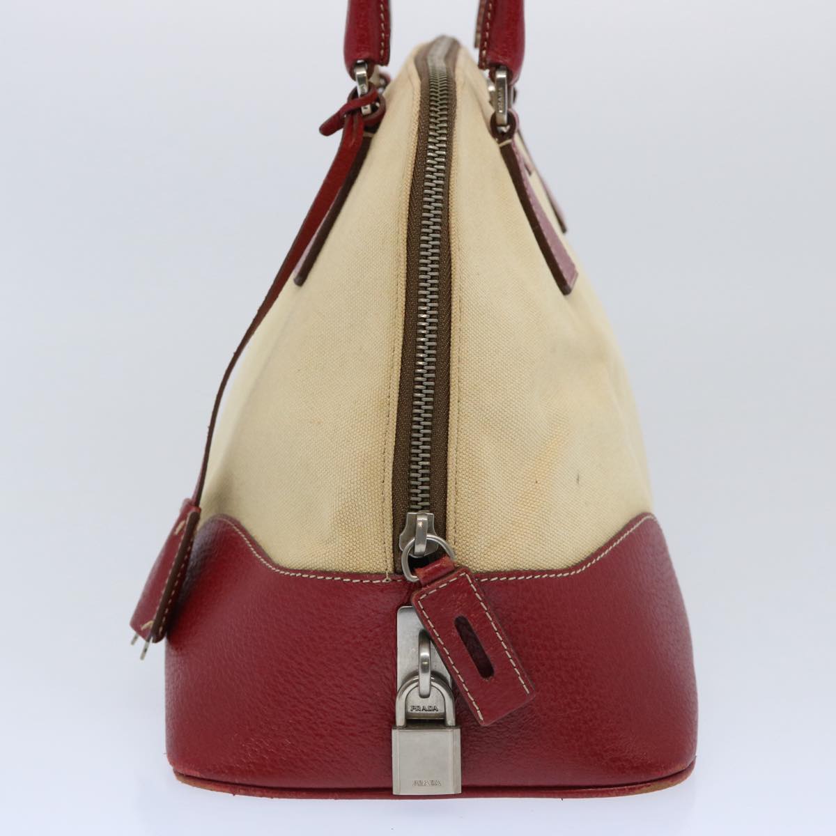 PRADA Hand Bag Canvas Beige  62507