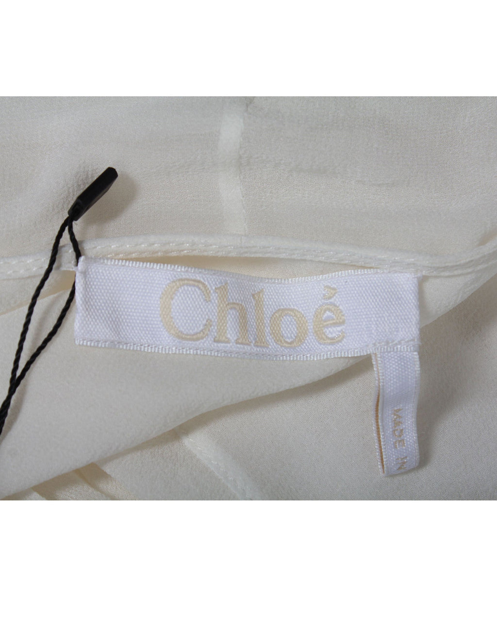 Chloe Scarf Collar Blouse in White Silk