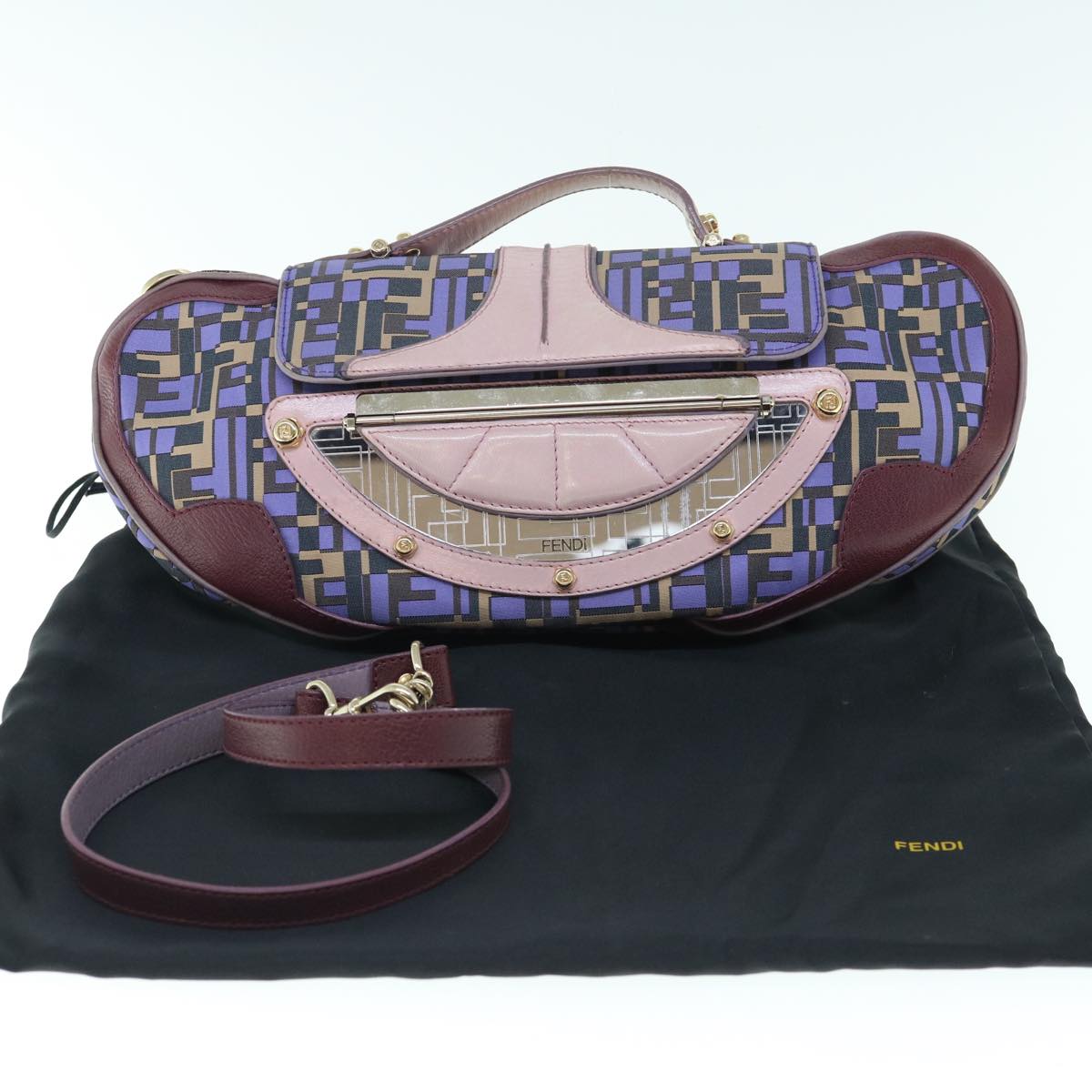 FENDI Zucca Canvas Hand Bag 2way Purple Pink62577