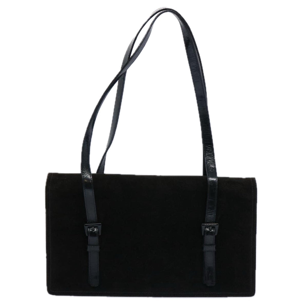 PRADA Hand Bag Suede Black  62597