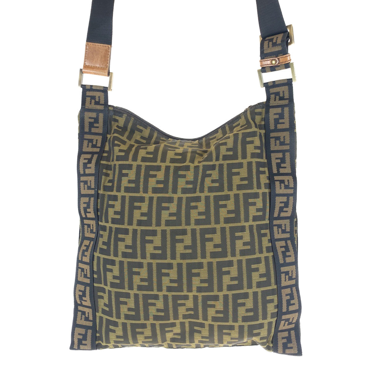 Fendi Zucca Canvas Flat Messenger Bag - '10s