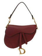 Saddle Grained Calfskin Shoulder Bag Red Dior