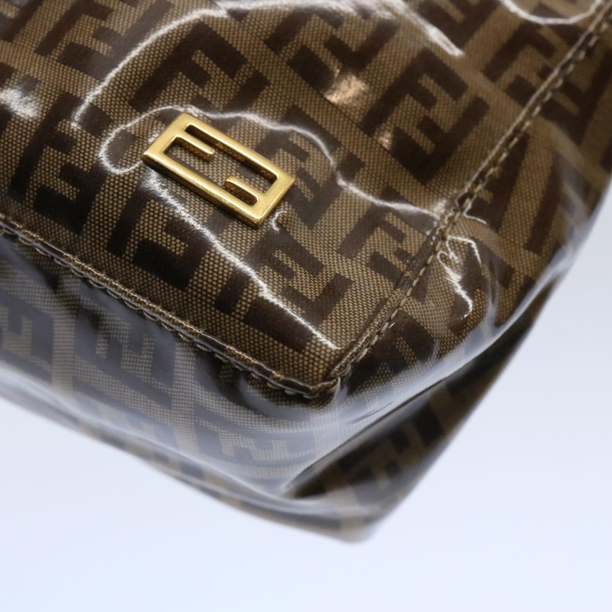 FENDI Zucchino Canvas Pouch Beige Brown62655