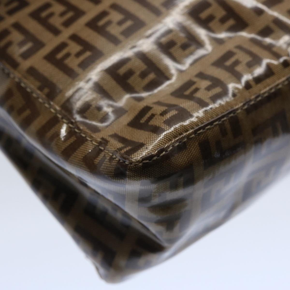 FENDI Zucchino Canvas Pouch Beige Brown62655