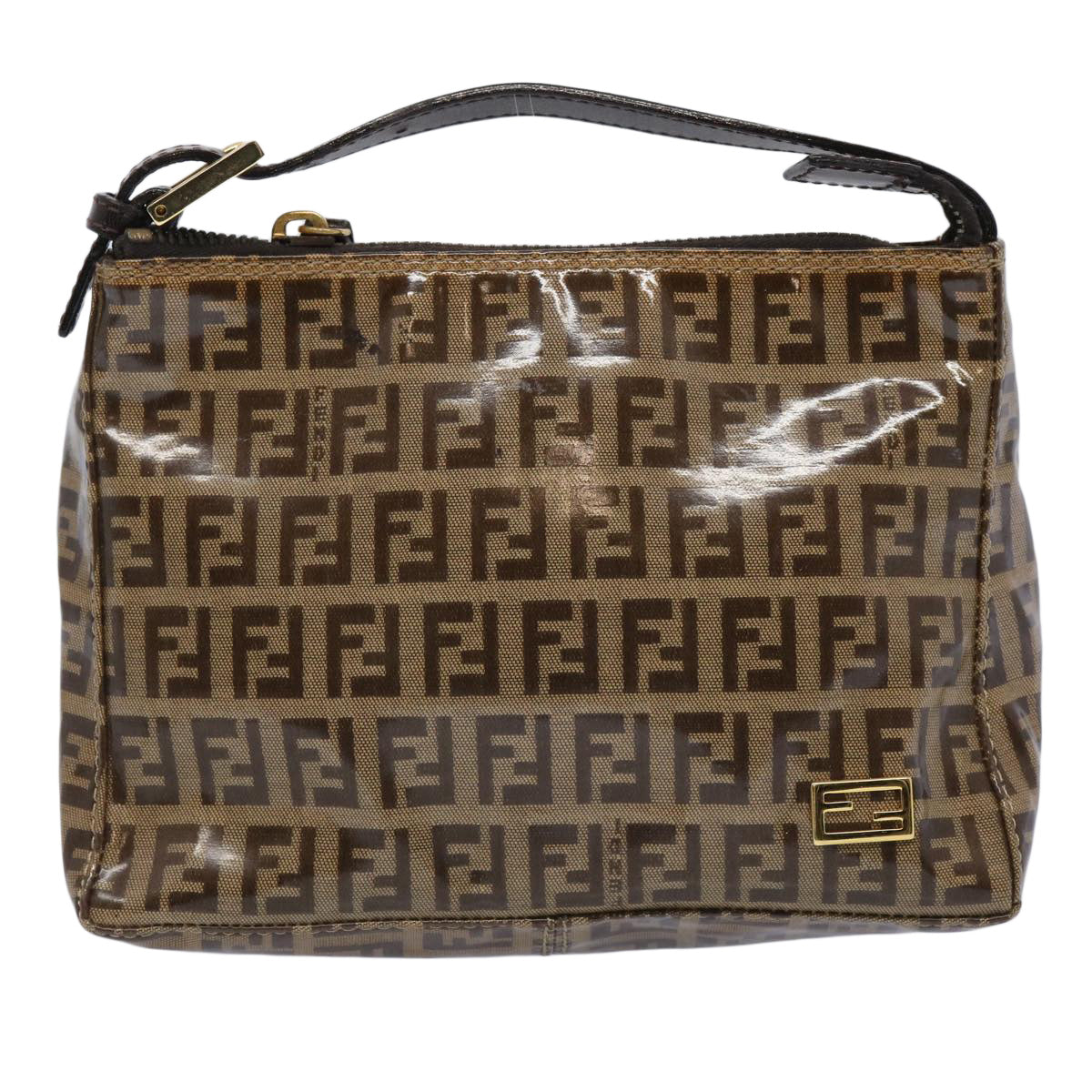 FENDI Zucchino Canvas Pouch Beige Brown62655