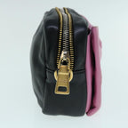 PRADA Ribbon Shoulder Bag Leather Pink Black  62657