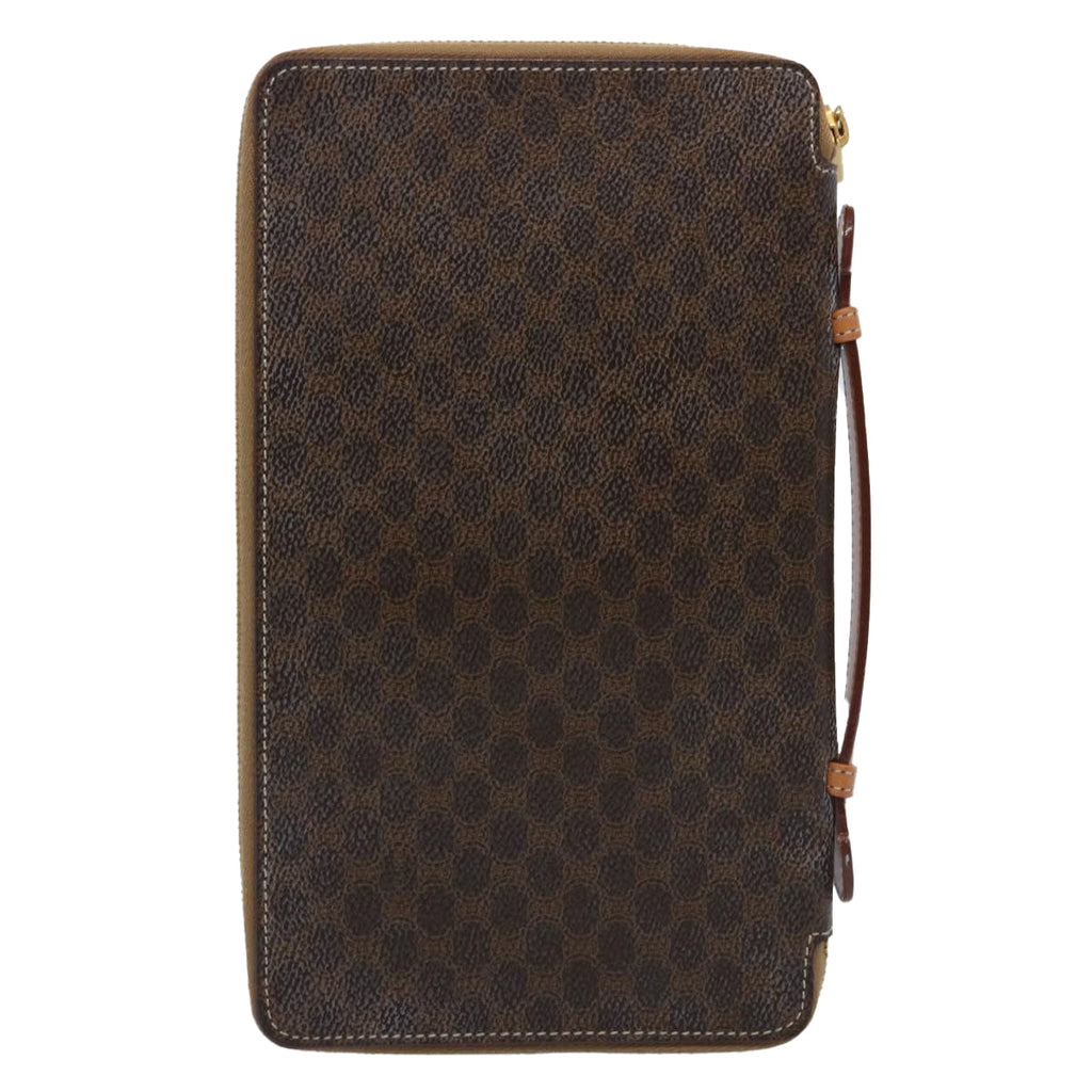 CELINE Macadam Canvas Travel Case PVC Leather Brown  62670