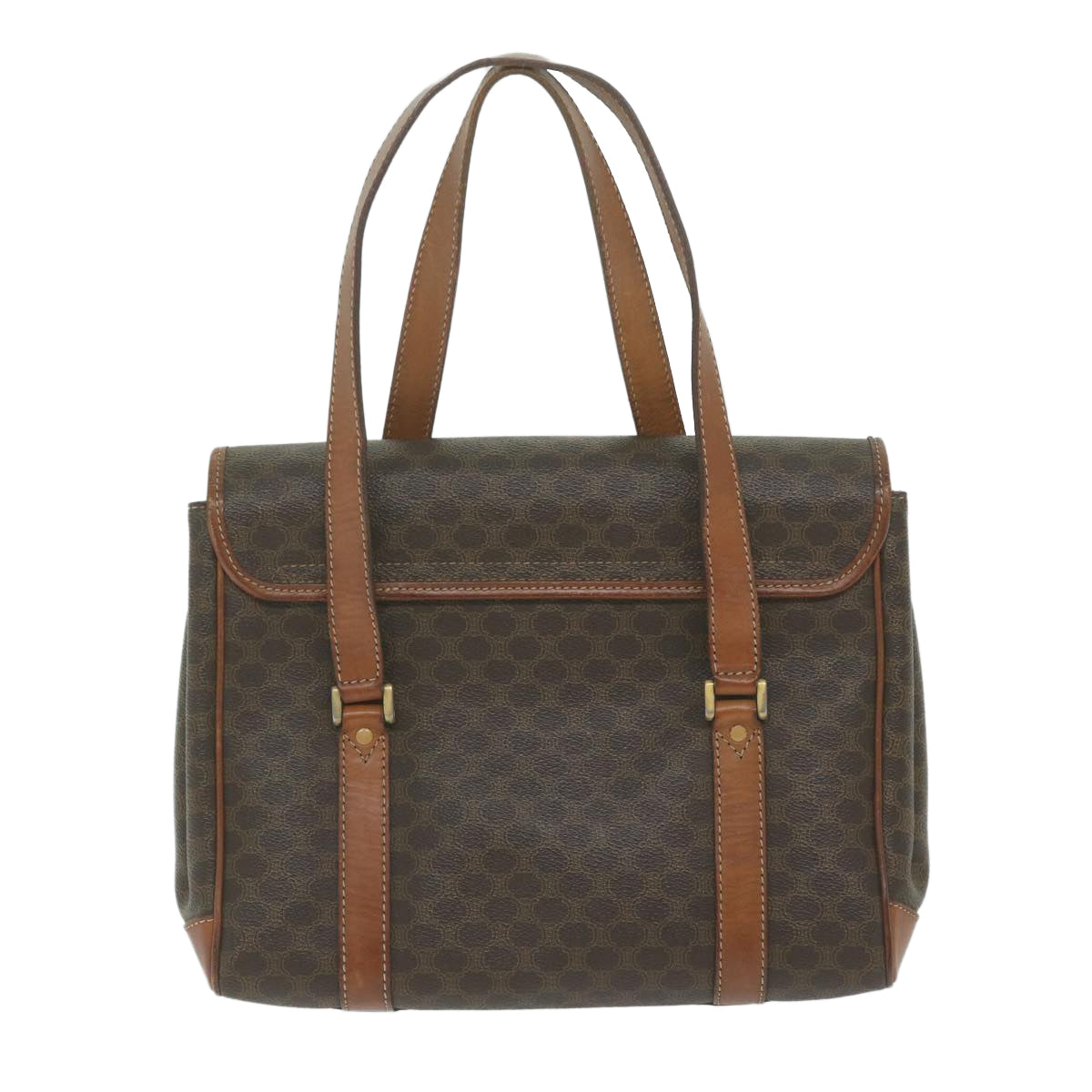 CELINE Macadam Canvas Hand Bag PVC Leather Brown  62676