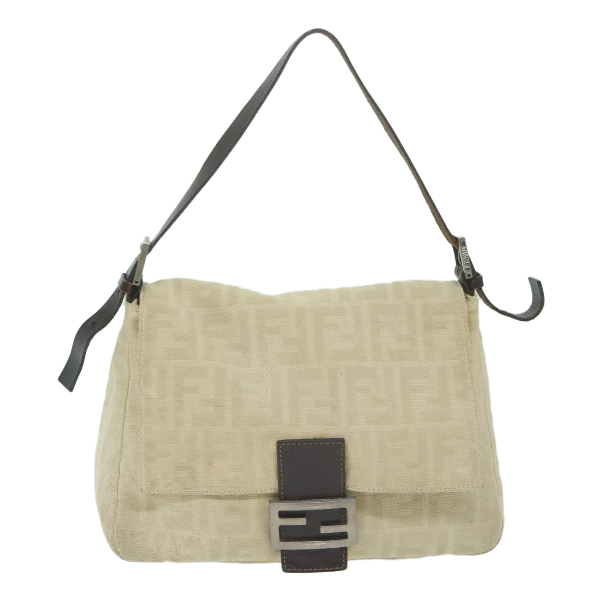 FENDI Zucca Canvas Mamma Baguette Shoulder Bag Beige62678