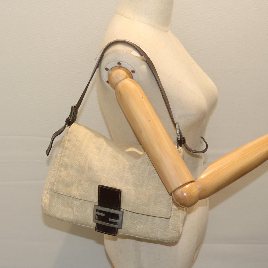 FENDI Zucca Canvas Mamma Baguette Shoulder Bag Beige62678