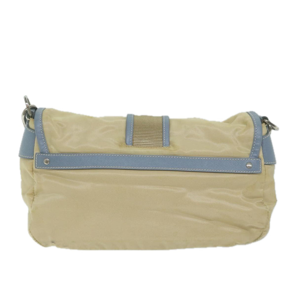 PRADA Shoulder Bag Nylon Beige Light Blue  62687
