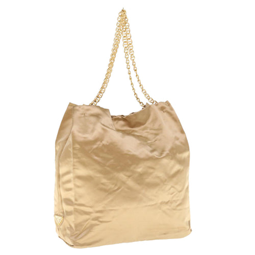 PRADA Chain Shoulder Bag Nylon Gold  62746