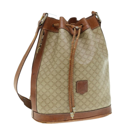CELINE Macadam Canvas Shoulder Bag Beige  62765