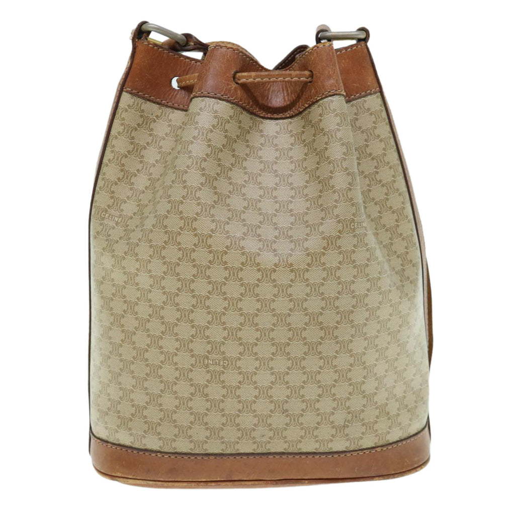 CELINE Macadam Canvas Shoulder Bag Beige  62765