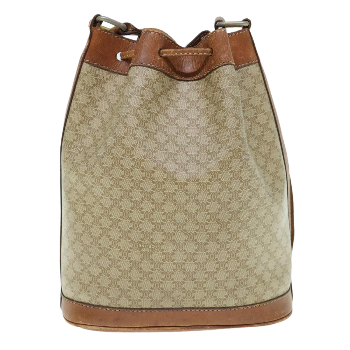 CELINE Macadam Canvas Shoulder Bag Beige  62765