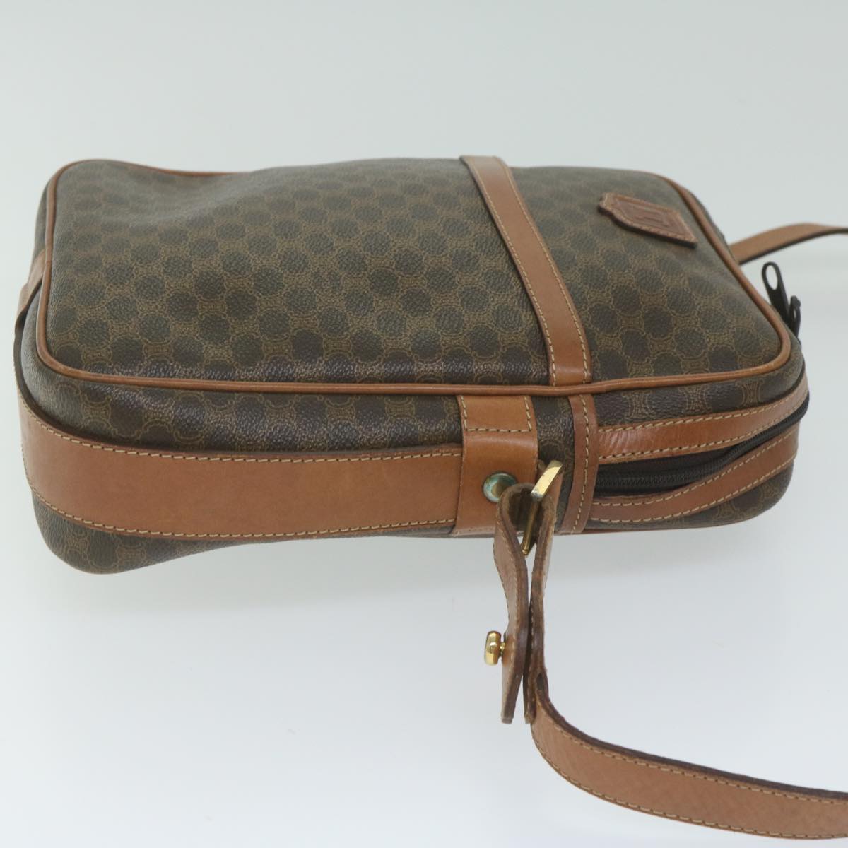CELINE Macadam Canvas Shoulder Bag PVC Leather Brown  62822