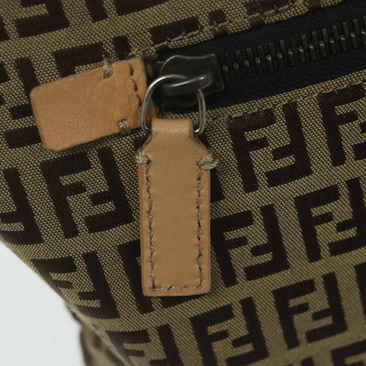 FENDI Zucchino Canvas Shoulder Bag Beige62857