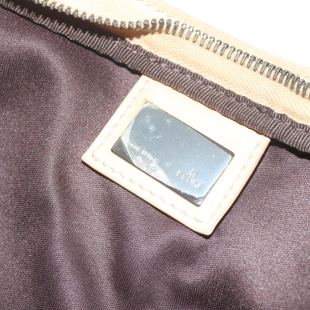FENDI Zucchino Canvas Shoulder Bag Beige62857