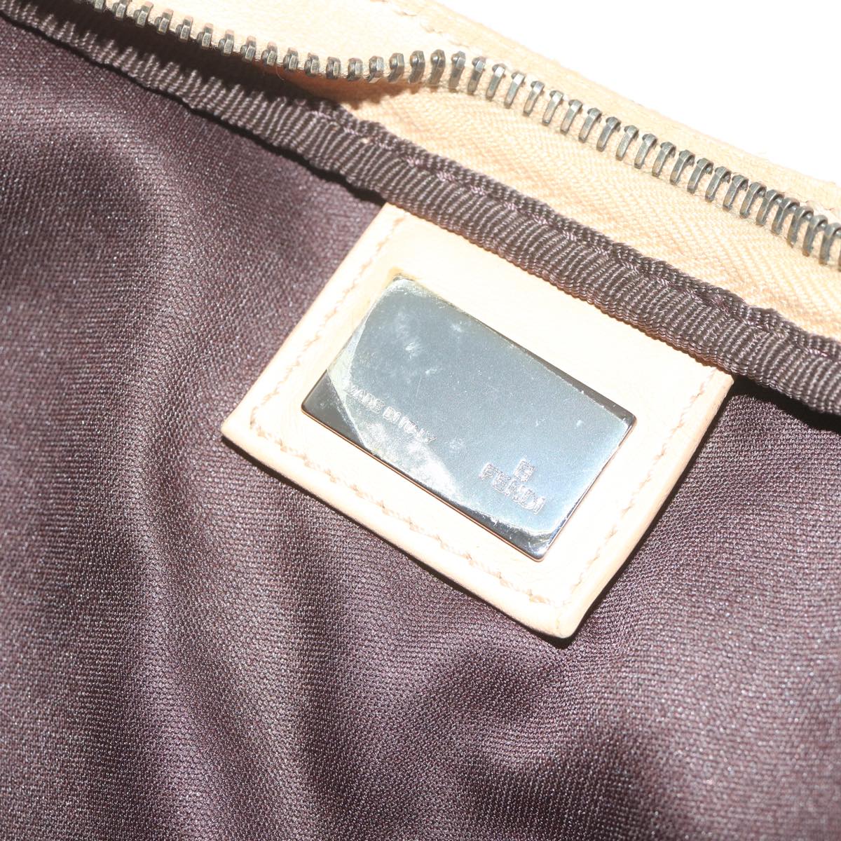 FENDI Zucchino Canvas Shoulder Bag Beige62857