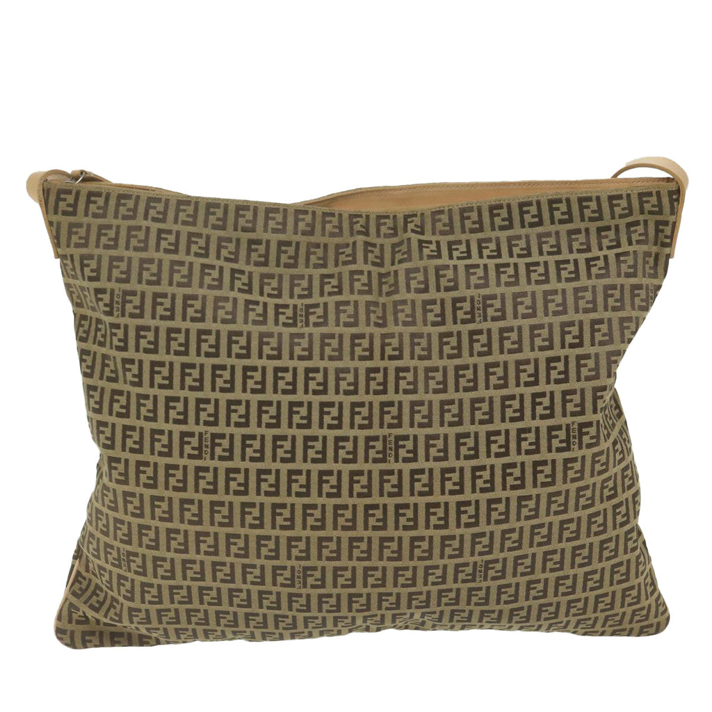 FENDI Zucchino Canvas Shoulder Bag Beige62857