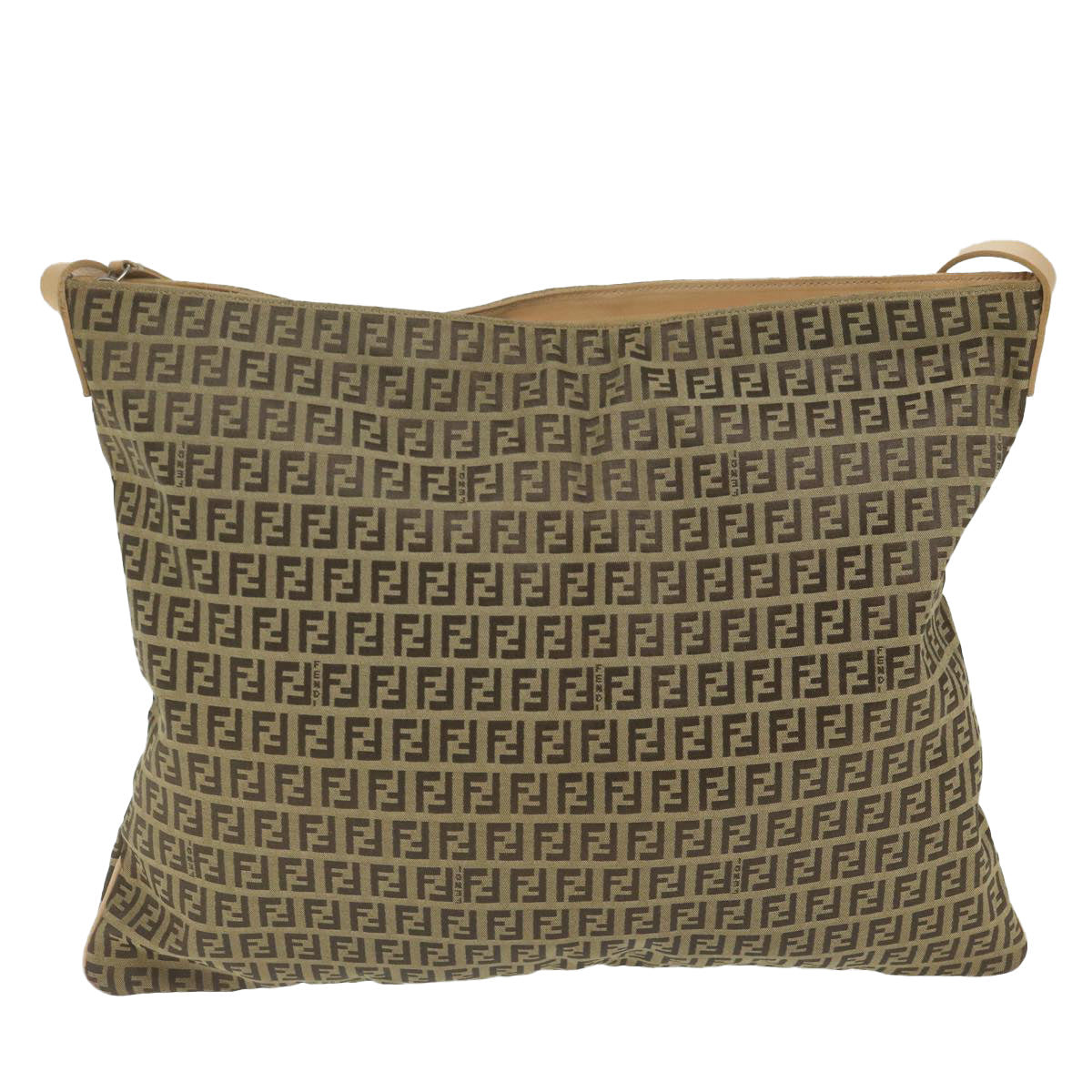 FENDI Zucchino Canvas Shoulder Bag Beige62857