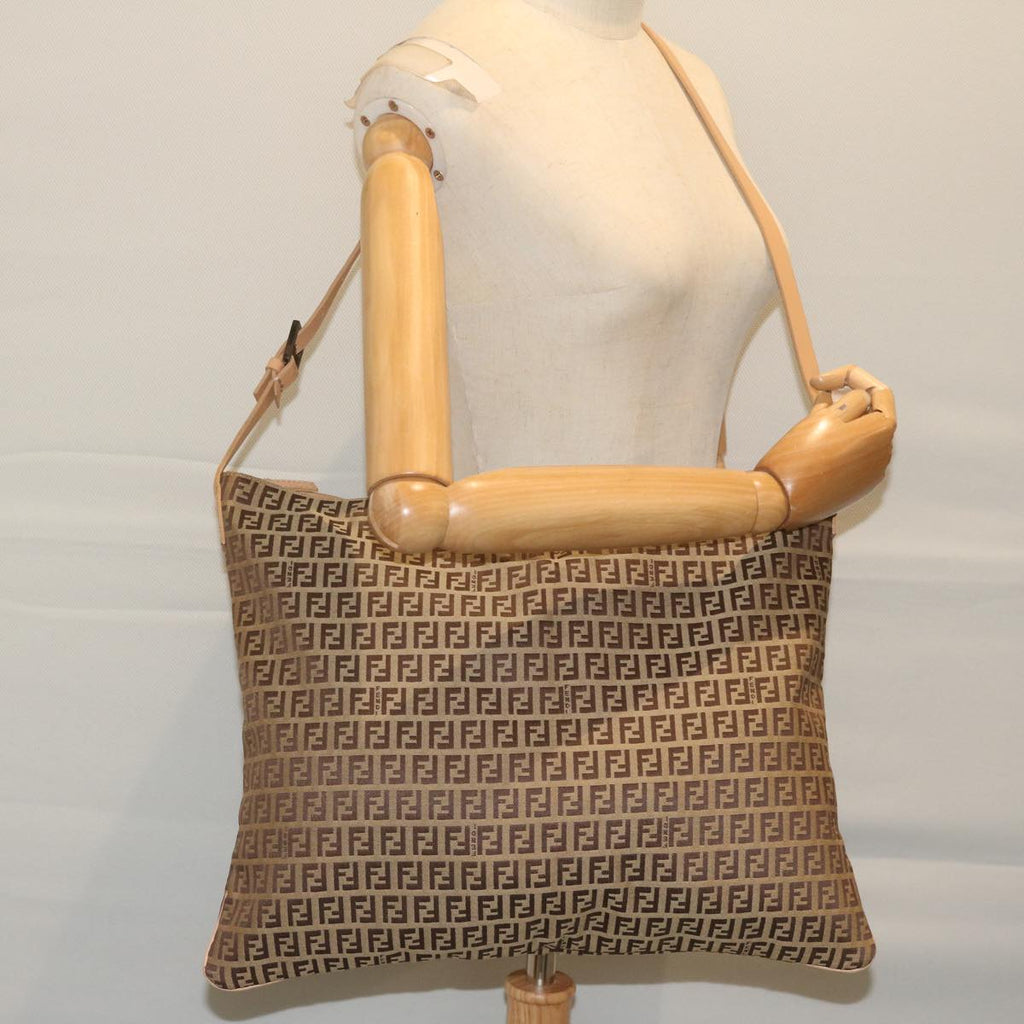 FENDI Zucchino Canvas Shoulder Bag Beige62857