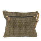 FENDI Zucchino Canvas Shoulder Bag Beige62857